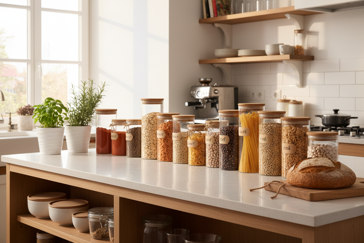 5 idées de rangement cuisine avec des bocaux en verre
