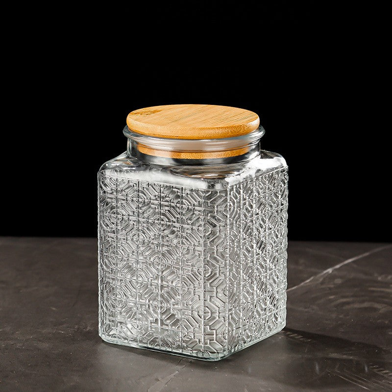 Bocal en verre hermétique vintage à fleurs — Rangement bonbons et snacks