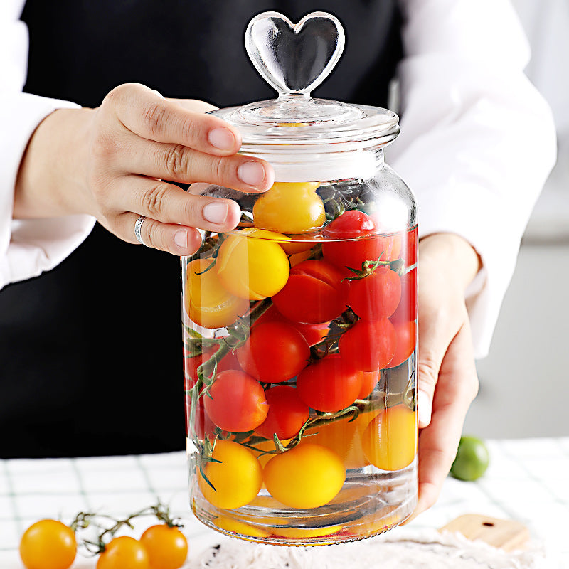 Bocal en verre hermétique transparent avec couvercle — Rangement alimentaire et kimchi