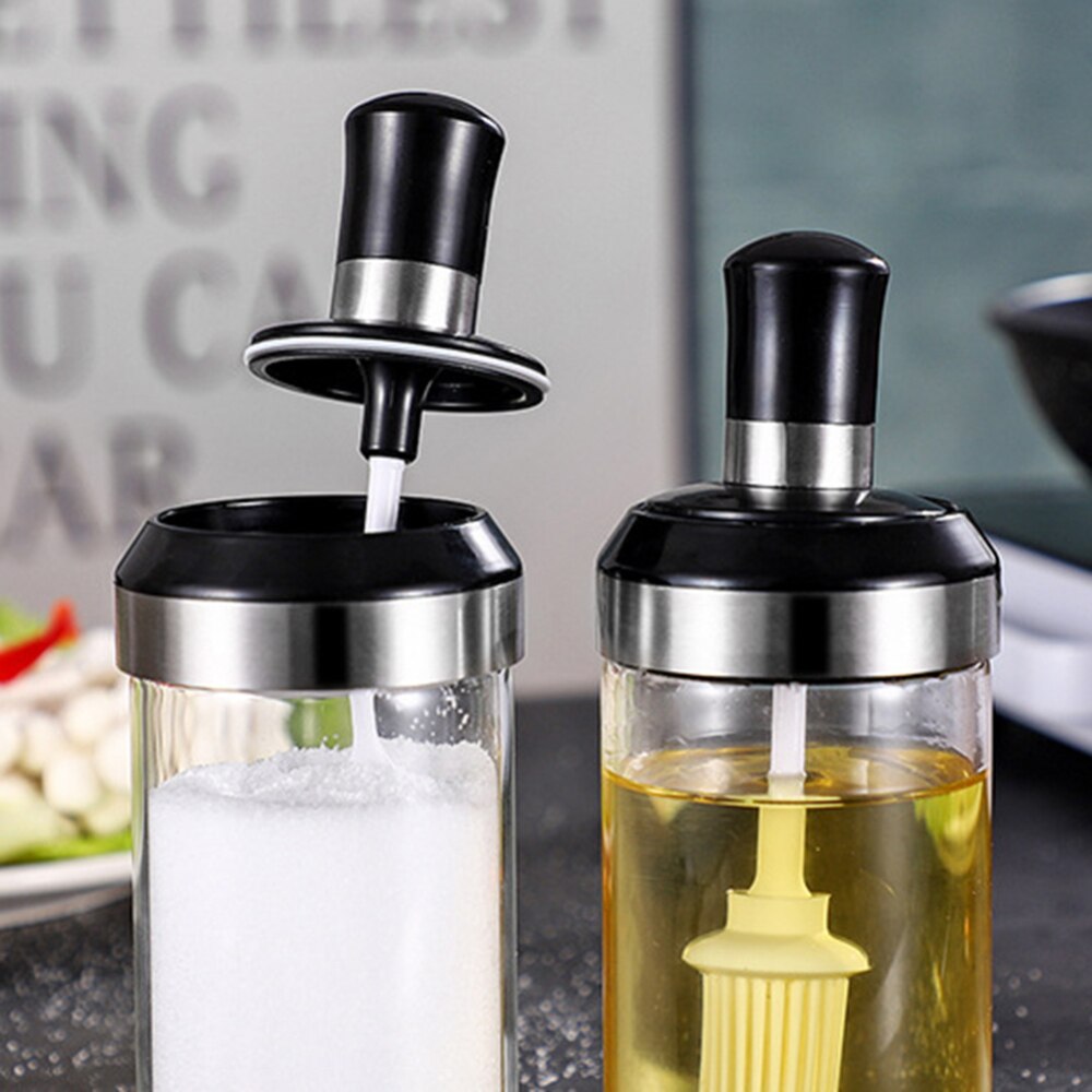 Pot à épices en verre transparent avec cuillère et couvercle