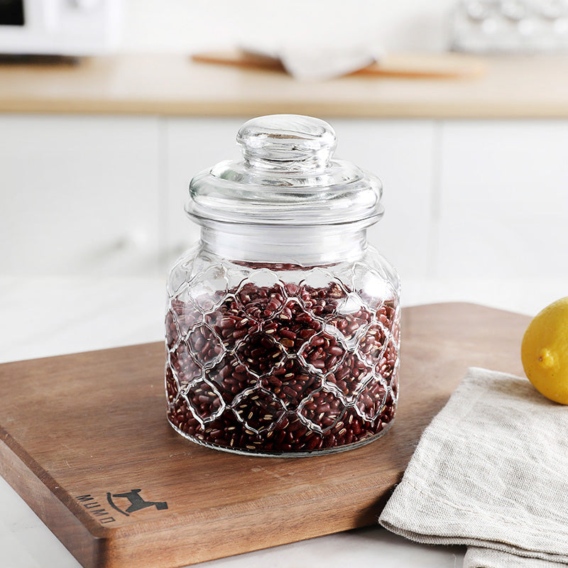 Bocal en verre hermétique transparent avec couvercle — Rangement alimentaire et kimchi