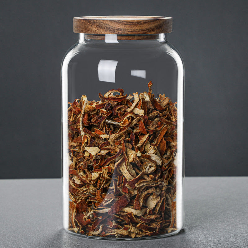 Grand bocal en verre transparent avec couvercle — Rangement épices et céréales