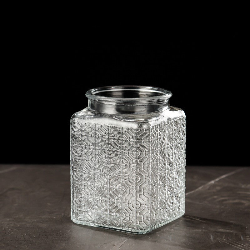Bocal en verre hermétique vintage à fleurs — Rangement bonbons et snacks