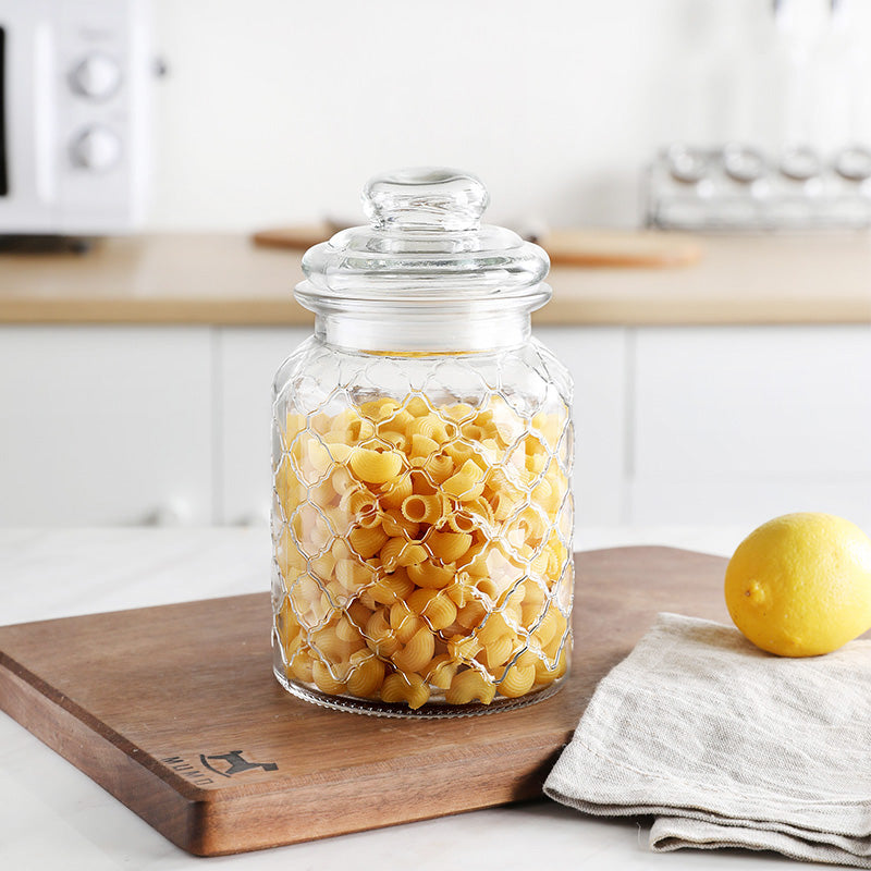 Bocal en verre hermétique transparent avec couvercle — Rangement alimentaire et kimchi