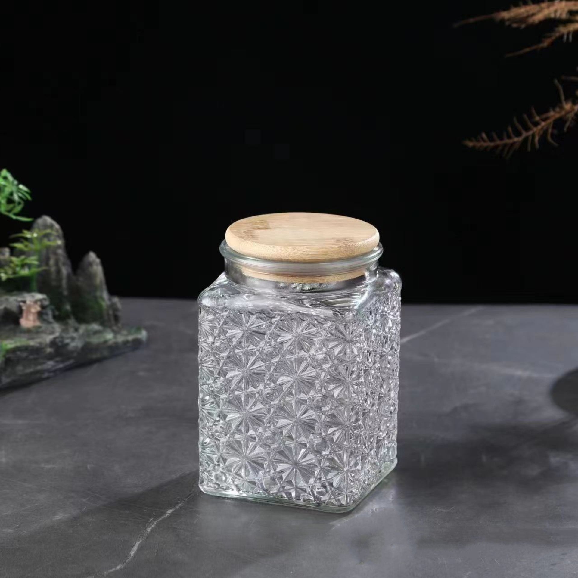 Bocal en verre hermétique vintage à fleurs — Rangement bonbons et snacks
