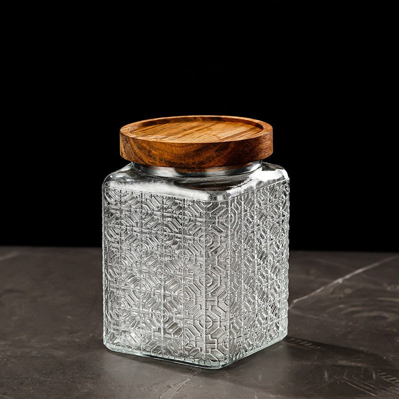 Bocal en verre hermétique vintage à fleurs — Rangement bonbons et snacks