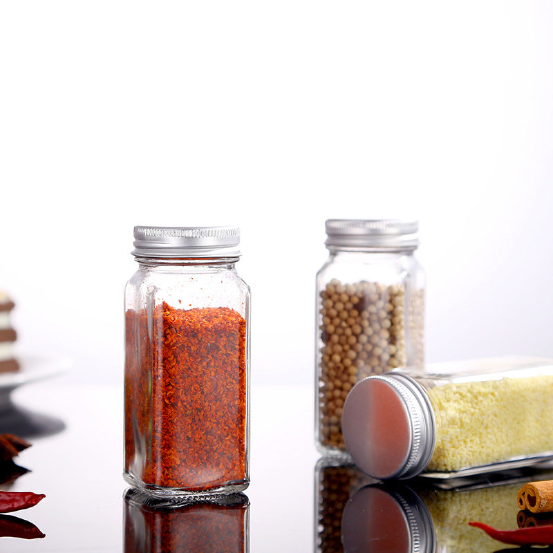 Boîte à épices carré en verre pour cuisine