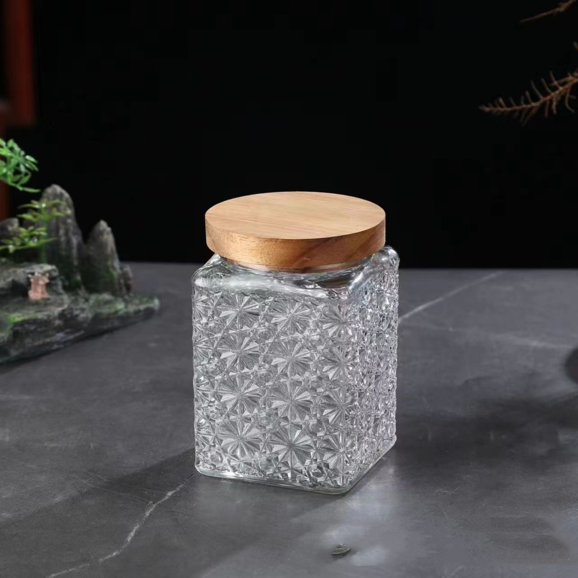 Bocal en verre hermétique vintage à fleurs — Rangement bonbons et snacks