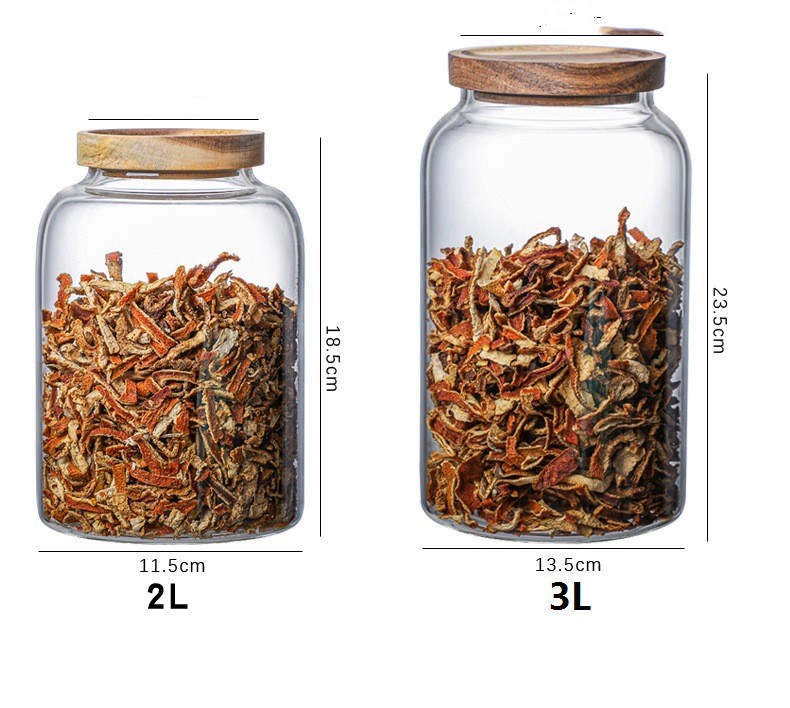 Grand bocal en verre transparent avec couvercle — Rangement épices et céréales