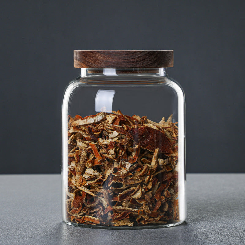 Grand bocal en verre transparent avec couvercle — Rangement épices et céréales