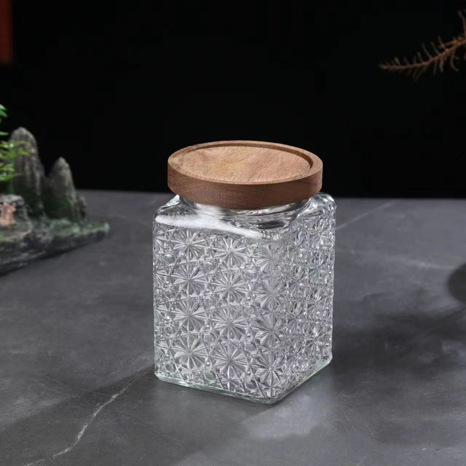 Bocal en verre hermétique vintage à fleurs — Rangement bonbons et snacks