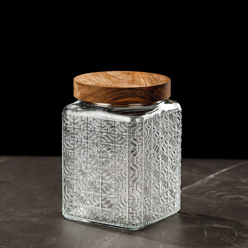 Bocal en verre hermétique vintage à fleurs — Rangement bonbons et snacks