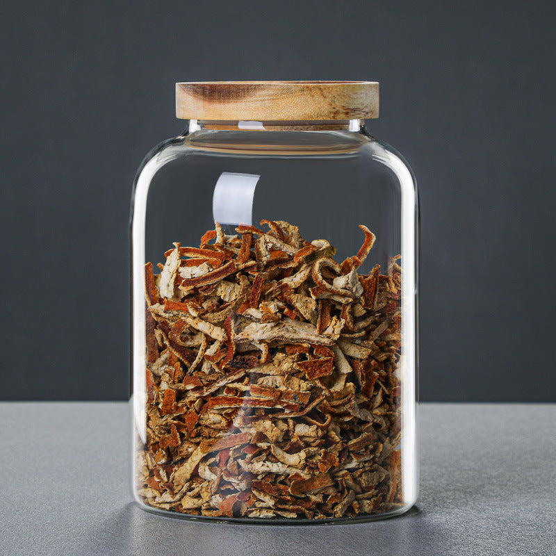 Grand bocal en verre transparent avec couvercle — Rangement épices et céréales