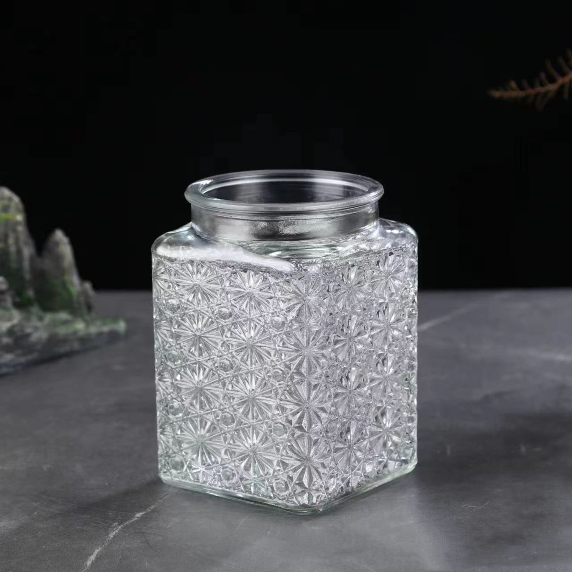 Bocal en verre hermétique vintage à fleurs — Rangement bonbons et snacks